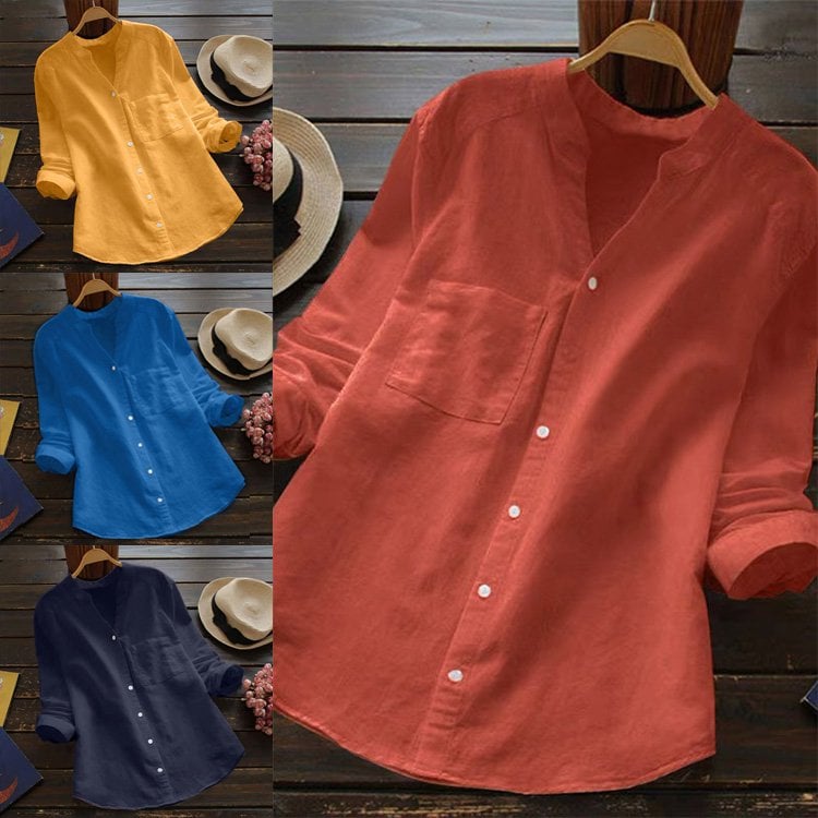 Linen Cotton Casual Loose Shirt Buy 2 Free Shipping