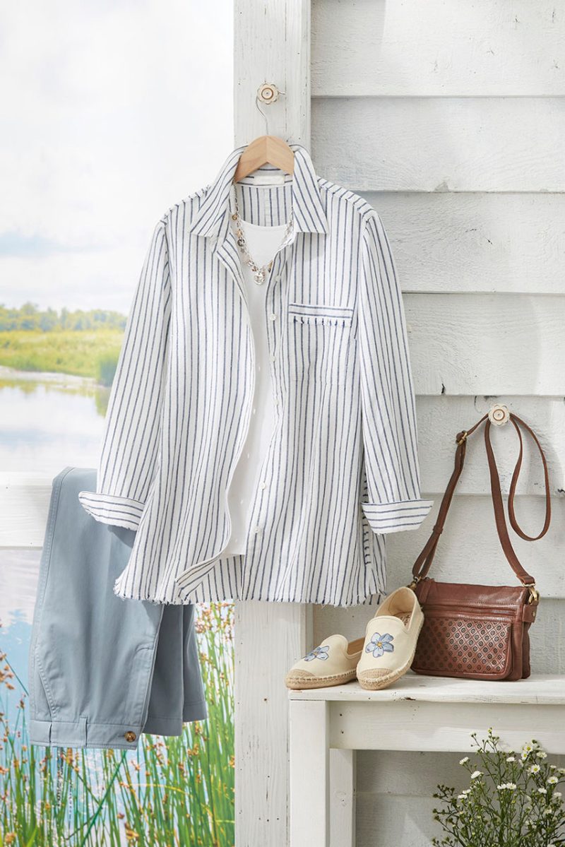 forever frayed striped shirt white blue 3 02537 18886