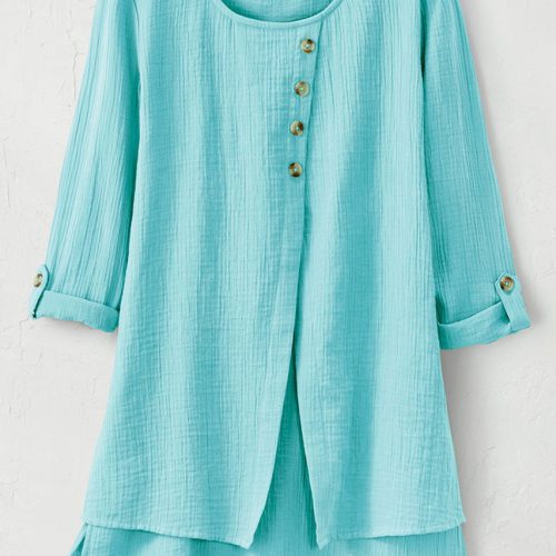 light as air gauze tunic bright turquoise 7 73288