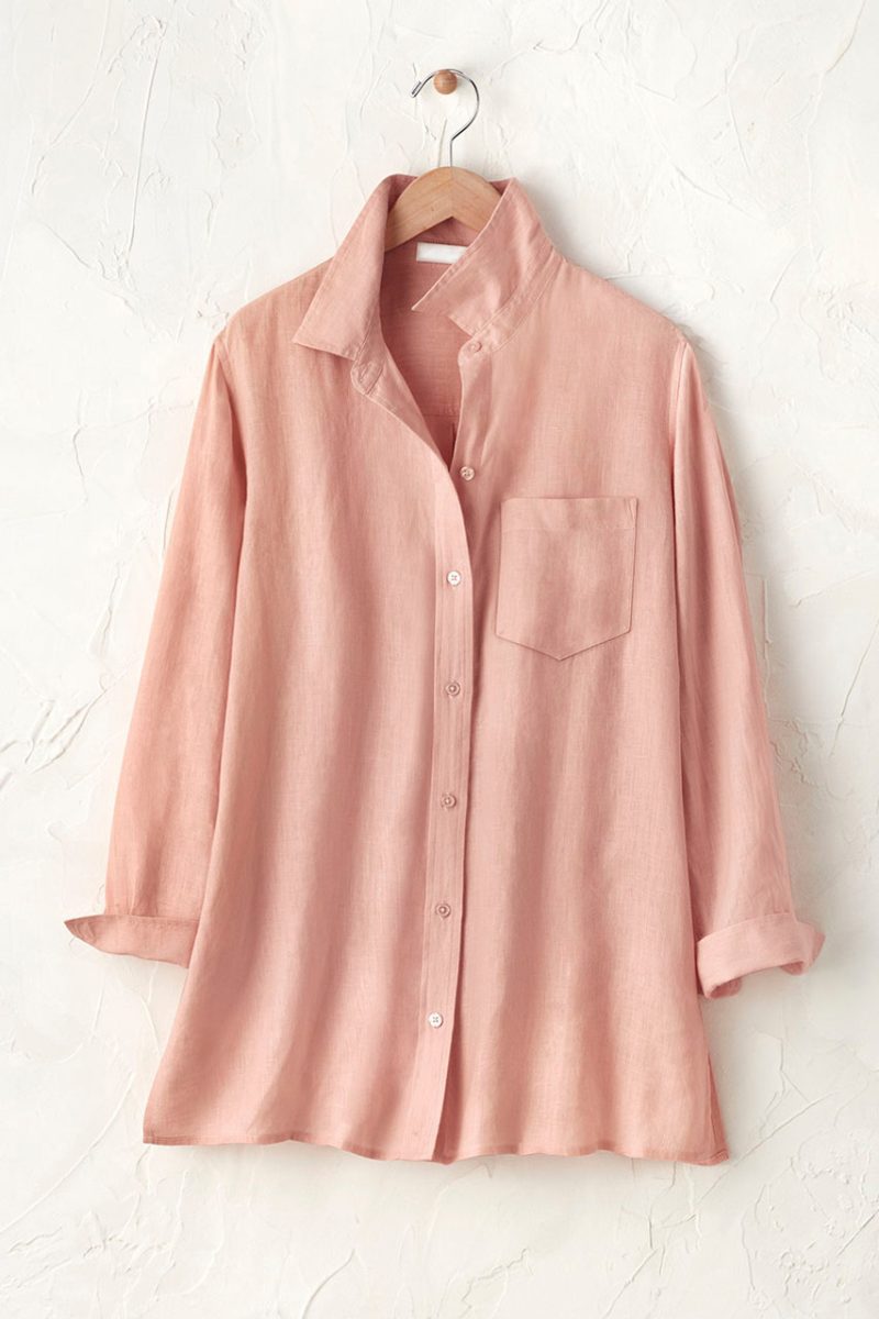 linen big shirt pink charm 0 09582