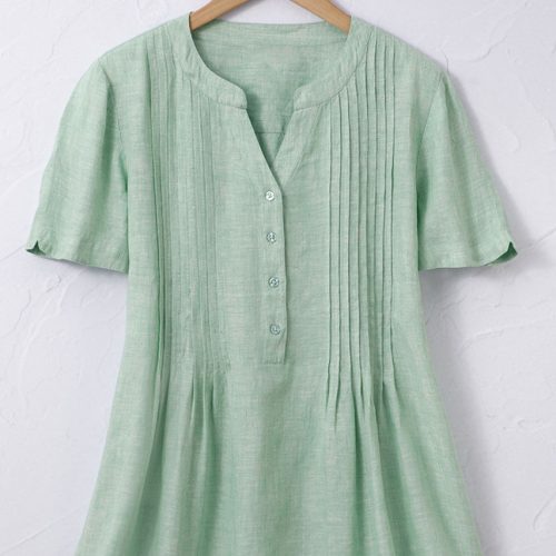 linen tuck and release blouse prairie green 11 75704