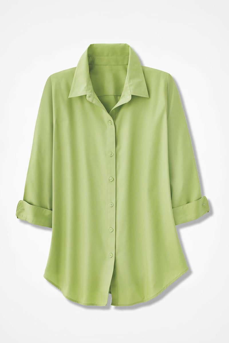 no iron 3 4 sleeve shirt willow green 5 38517