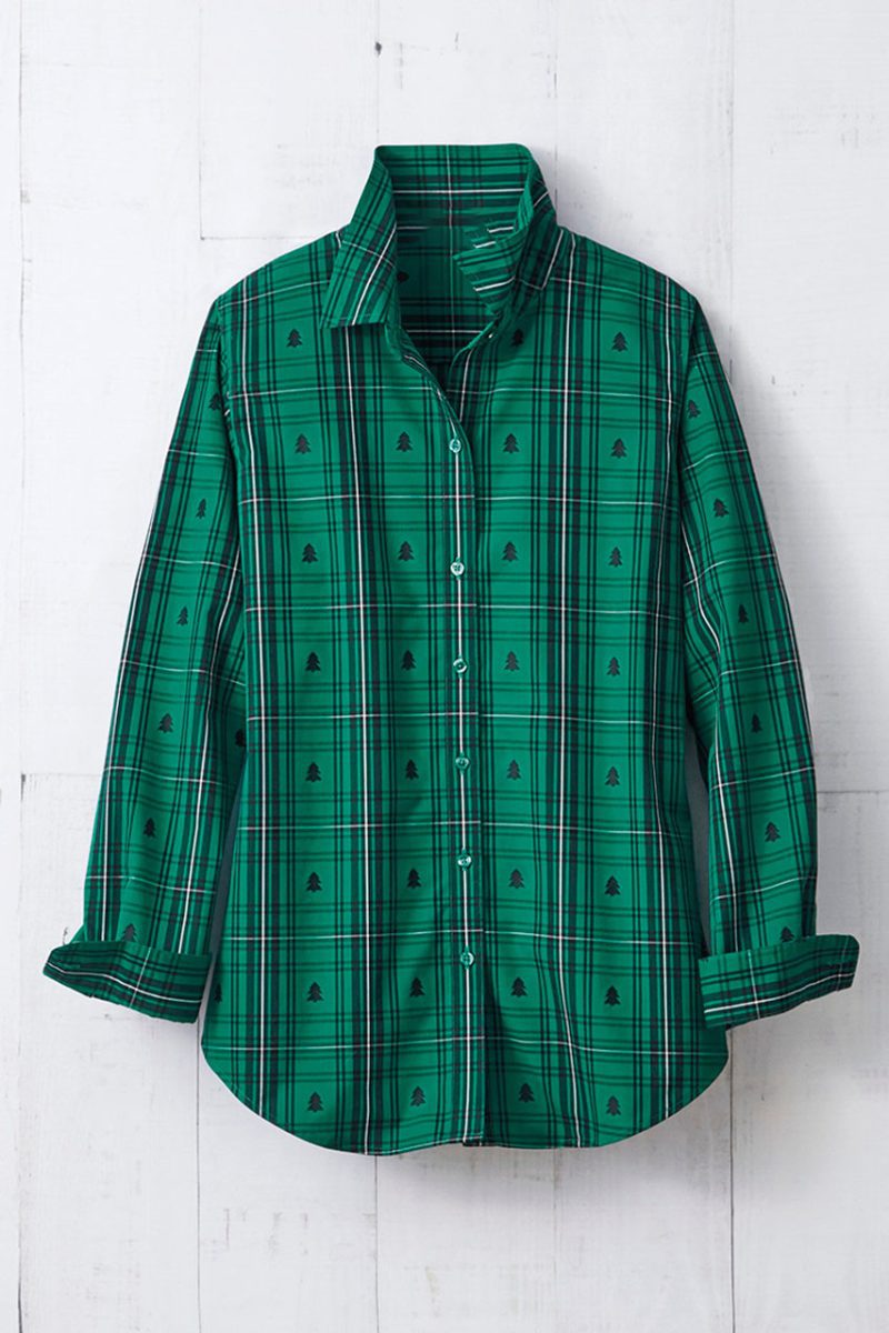 pining for plaid no iron shirt emerald multi 0 74651 22596