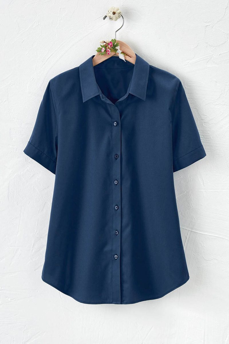 short sleeve stainstop no iron shirt midnight navy 6 52654