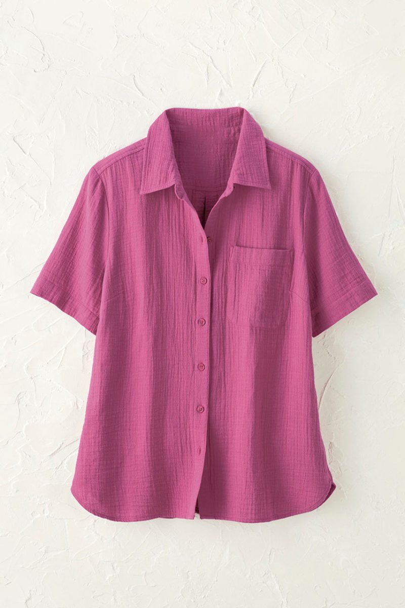 summer breeze gauze camp shirt azalea 0 50897