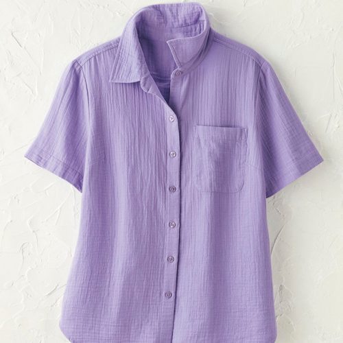 summer breeze gauze camp shirt lavender 9 10521